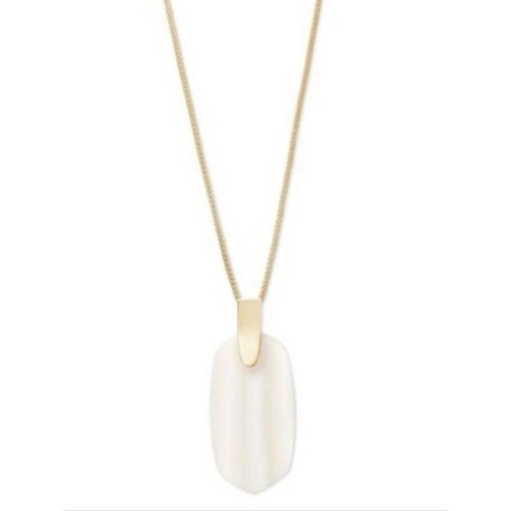 Kendra Scott Inez Long Pendant Necklace Gold Mother of Pearl Adjustable Stone